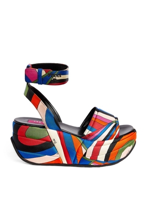 Pucci Silk Pucciami Wedge Sandals 90