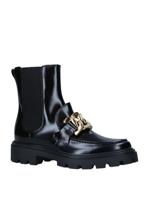 Tod'S Leather Gomma Pesante Boots
