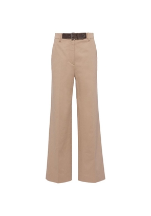 Prada Gabardine Belt-Detail Trousers