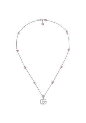 Gucci Sterling Silver and Mother-of-Pearl Double G Necklace