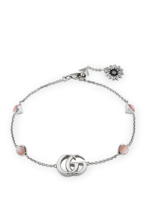 Gucci Sterling Silver and Mother-of-Pearl Double G Bracelet