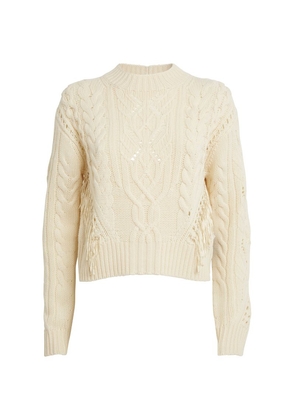 Vince Fringed Cable-Knit Sweater