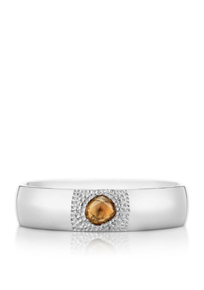 De Beers Jewellers Large White Gold And Diamond Talisman Band