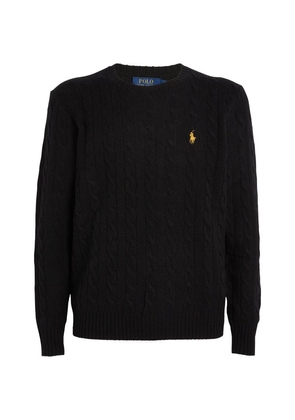 Polo Ralph Lauren Wool-Cashmere Cable-Knit Polo Pony Sweater