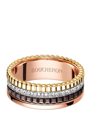 Boucheron Small Mixed Gold And Diamond Quatre Classique Ring