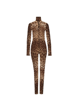 Dolce & Gabbana Kim Dolce & Gabbana Silk Leopard Print Jumpsuit