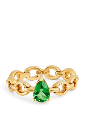 Nadine Aysoy Yellow Gold And Emerald Catena Ring