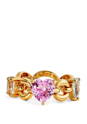 Nadine Aysoy Yellow Gold And Pink Sapphire Catena Ring