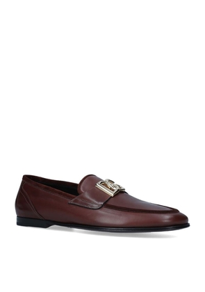 Dolce & Gabbana Leather Crossover Logo Loafers