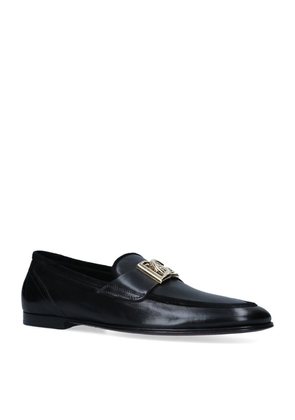 Dolce & Gabbana Leather Crossover Logo Loafers