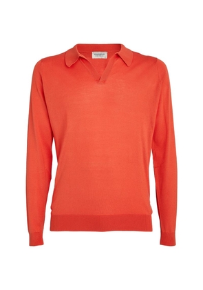 John Smedley Cotton Long-Sleeve Polo Shirt