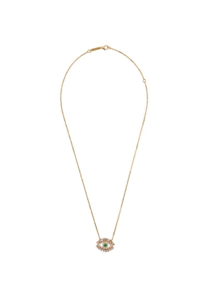 Suzanne Kalan Yellow Gold, Diamond And Emerald Evil Eye Necklace