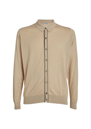 John Smedley Cotton Button-Up Polo Shirt