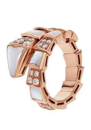 Bvlgari Rose Gold, Diamond And Mother-Of-Pearl Serpenti Viper Ring