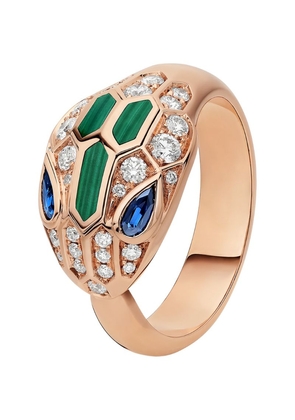 Bvlgari Rose Gold, Diamond, Sapphire And Malachite Serpenti Ring
