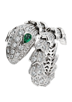 Bvlgari White Gold, Diamond And Emerald Serpenti Ring