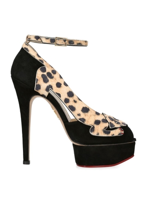 Charlotte Olympia Suede Leopardess Pumps 145