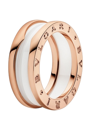 Bvlgari Rose Gold And White Ceramic B.Zero1 Two-Band Ring