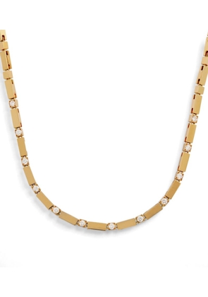 Azlee Yellow Gold And Diamond Bar Tennis Necklace