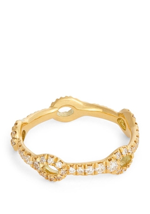Melissa Kaye Yellow Gold And Diamond Mini Lola Needle Ring