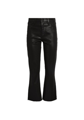 L'Agence Coated Kendra Cropped Flared Jeans