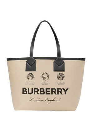 Burberry Large Label Print London Tote Bag