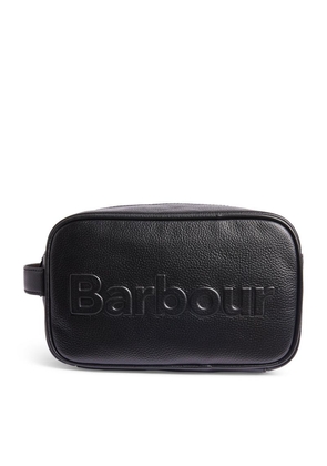 Barbour Leather Debossed Logo Wash Bag