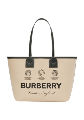 Burberry Medium Label Print London Tote Bag