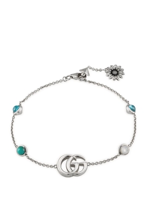Gucci Sterling Silver, Mother-Of-Pearl And Topaz Double G Bracelet