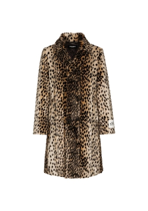 Dolce & Gabbana Faux Fur Lynx Print Coat