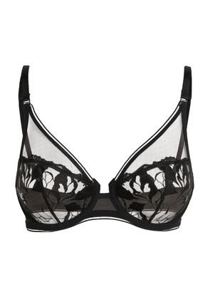 MAISON LEJABY Sin embroidered stretch-tulle and jersey underwired triangle  bra