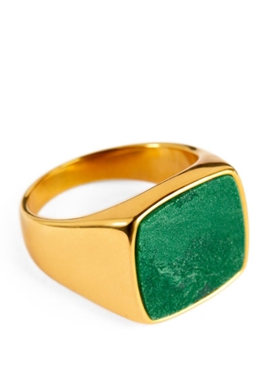 Nialaya Jewelry Gold-Plated Jade Signet Ring