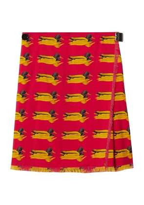 Burberry Pleated Duck Print Mini Skirt