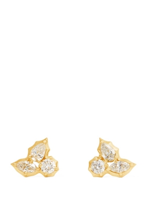 Jade Trau Yellow Gold And Diamond Posey Cluster Earrings