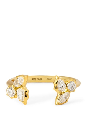 Jade Trau Yellow Gold And Diamond Posey Ring