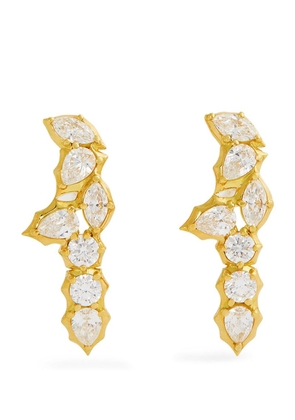 Jade Trau Yellow Gold And White Diamond Posey Earrings