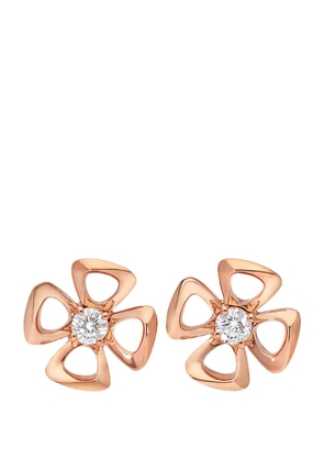 Bvlgari Rose Gold And Diamond Fiorever Stud Earrings