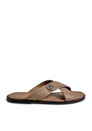 Giorgio Armani Leather Logo Sandals