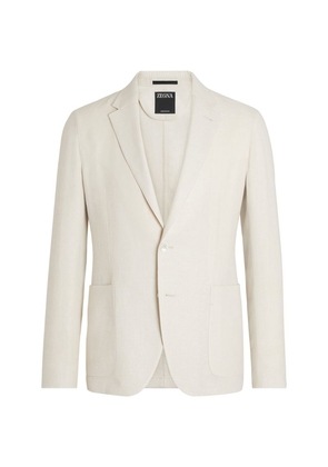 Zegna Linen-Wool Single-Breasted Crossover Blazer