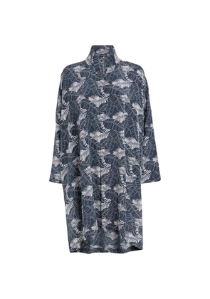 Eskandar Silk Foliage Print Stand-Collar Tunic