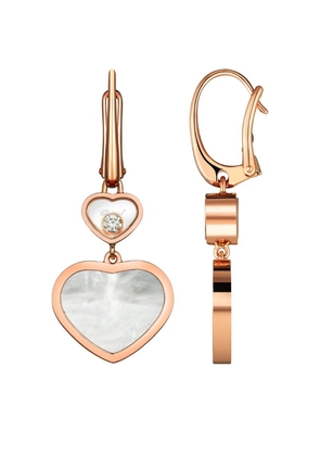 Chopard Rose Gold And Diamond Happy Hearts Drop Earrings