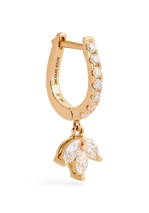 Jacquie Aiche Yellow Gold And Diamond Blossom Drop Single Huggie Hoop Earring