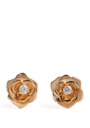 Piaget Rose Gold And Diamond Rose Earrings
