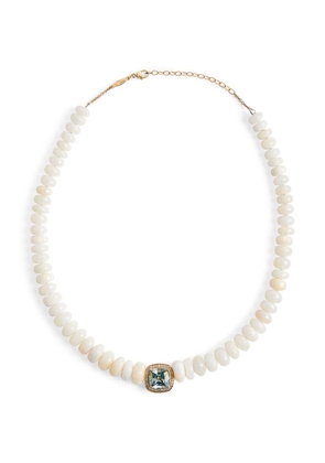 Jacquie Aiche Yellow Gold, Diamond, Aquamarine And Opal Bead Necklace