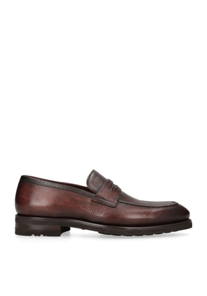 Magnanni Leather Pebble-Textured Penny Loafers