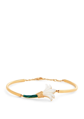 L'Atelier Nawbar Yellow Gold, Diamond, Mother-Of-Pearl And Malachite Psychedeliah Bangle