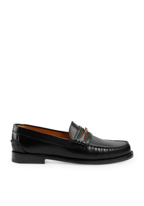 Gucci Leather Web Stripe Loafers