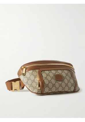 Gucci - Leather-Trimmed Monogrammed Coated-Canvas Belt Bag - Men - Neutrals - EU 90