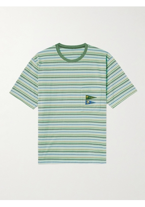 KAPITAL - Logo-Appliquéd Striped Cotton-Jersey T-Shirt - Men - Green - XS