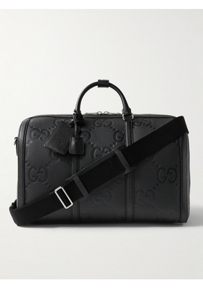 Gucci - Monogrammed Full-Grain Leather Duffle Bag - Men - Black